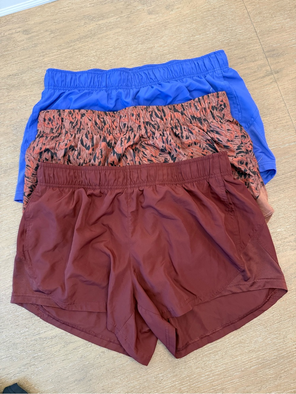 Women’s Elastic-Waist Running Shorts - Maroon, Printed, Royal Blue